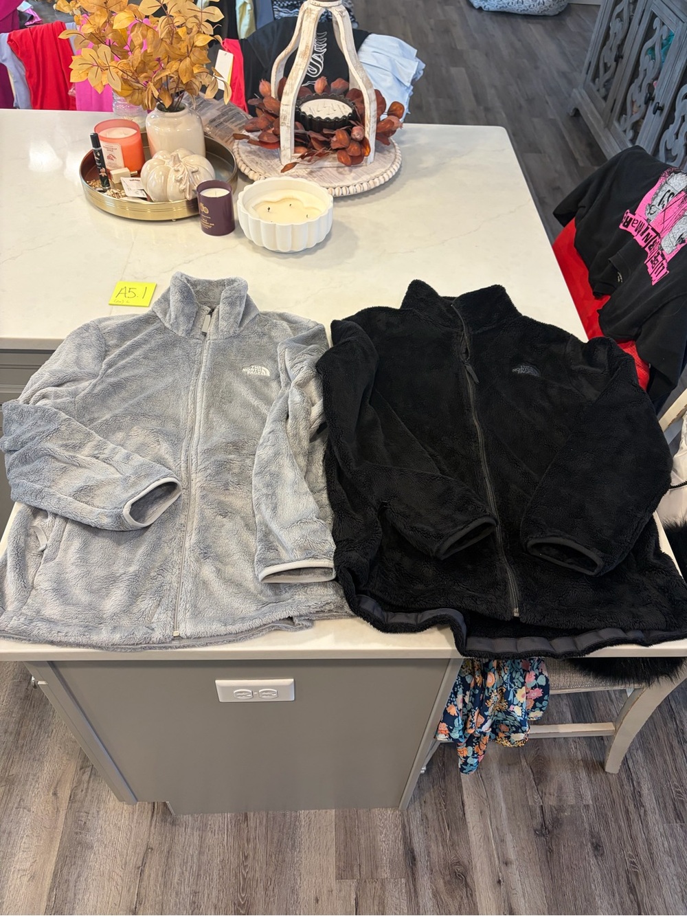 The North Face Plush Full-Zip Fleece Jackets in Gray and Black (2) Size L